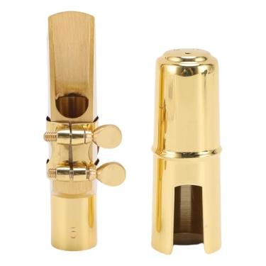 Imagem de Luocute Bocal Saxofone Saxófon Alto, Bocal de Metal de Metal de Latão Eb Alto Sax Sáxi para Profissionais e Iniciantes de Saxofone, Bocal de Bronze e Sax de Bronze Com 5 Pontas Com Tampa