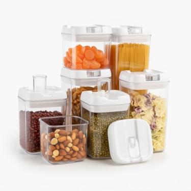 Imagem de Kit Potes Herméticos Acrílico Multiuso 7 Peças Para Alimentos Grãos Cereais Cozinha Organização