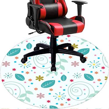 Imagem de Tapete de cadeira de escritório com flores, textura de flor, tapete de cadeira de mesa para piso de madeira de escritório em casa, protetor de piso de pilha baixa, redondo 119 cm