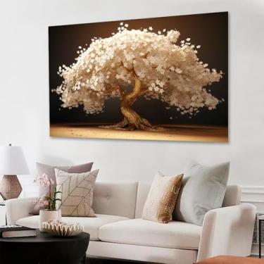 Imagem de Quadro Decorativo Floral Pintura Arvore Alegria, Tela em Canvas na Horizontal ideal para ambiente de Sala de estar, jantar, reuniões, Quarto e Hall de entrada