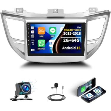 Imagem de Estéreo automotivo 2G + 64G Android 13 para Hyundai Tucson 2015-2019 com carplay sem fio Android Auto, rádio automotivo com tela sensível ao toque de 23 cm com link espelhado, Wi-Fi, navegação GPS