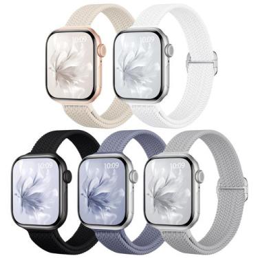 Imagem de Pulseira Apple Watch Osochic Slim Braided Elástica, Pacote com 5, 40-4