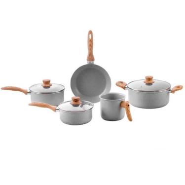 Imagem de Jogo de Panelas 5 Peças Antiaderente em Alumínio Cerâmic Life Easy Gri
