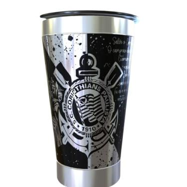 Imagem de Copo Térmico Corinthians, 473ml, Preto, Tampa com Gravação a Laser