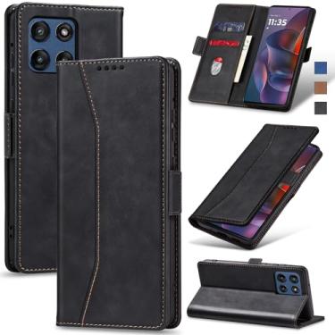 Imagem de Jasonyu Flip Carteira Capa para Moto G Stylus 5G 2025,Capinha Folio Magnética de Couro com Suporte para Cartão,Suporte para Chute - Protetora Durável de TPU à Prova de Choque para Telefone,Preto