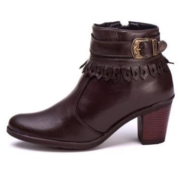 Imagem de Bota Coturno Feminino Em Couro - PETTINARI, Marrom, 37