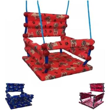 Imagem de Balanço Infantil Madeira Tecidos Desenhados Crianças até35KG - NoBrand