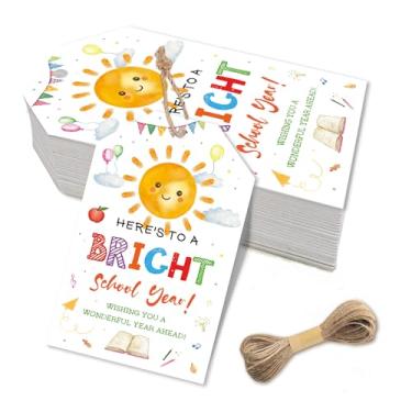 Imagem de Hippeny Etiquetas para o primeiro dia de aula, etiquetas de presente de ano escolar brilhante, 40 peças de lembrancinhas de festa de volta às aulas para professores e alunos