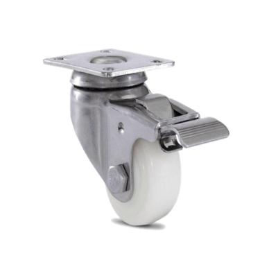 Imagem de Rodizio Giratório Inox 2 Pol Roda Nylon Placa Freio