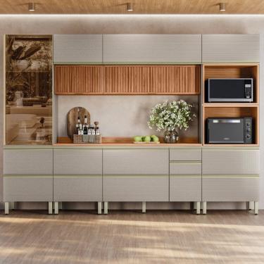 Imagem de Cozinha Completa 6 Peças 100% Mdf Proença Nogueira/Nude Prime