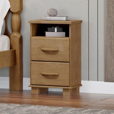 Imagem de Mesa de Cabeceira 2 Gavetas com Nicho Linha Ouro Madeira Maciça 2249FN Freijó Finestra