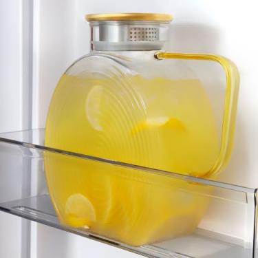 Imagem de Jarra de vidro com tampa, jarra de água de vidro de 2,3 litros de 2,2 l para geladeira, jarra de vidro de 1,5 l com alça e tampa, jarra de chá de vidro para água quente/gelada, suco de leite, café e