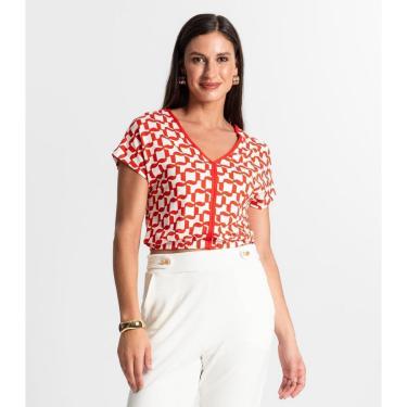 Imagem de Blusa Feminina Manga Curta Rovitex Laranja-Feminino