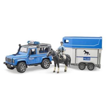 Imagem de Brinquedo Premium - Escala 1:16 - LAND ROVER - Defender com Policial e Reboque para Cavalos
