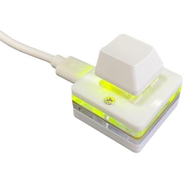 Imagem de wisuwore Teclado Macro Programável para PC USB Definido pelo Usuário Mini Teclado de 1 Tecla, Interruptor Único Teclado OSU Jogo Personalizado Atalho Eixo Prata