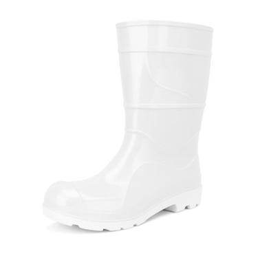 Imagem de Bota Pvc Preta Cano Médio 28cm Forrada Impermeável Galocha EPI Segurança Ocupacional Solado Antiderrapante Cartom (Branco, BR, Adulto, Numérico, 38)