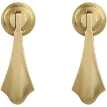 Imagem de Maçaneta Para Móveis 2 Pcs Alça De Latão Puro Em Forma De Gota Tag Gaveta Porta Do Armário Pingente De Furo único Alça Pequena, D Matte Brushed