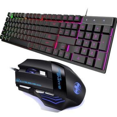 Imagem de Kit Teclado Gamer Semi Mecanico LED Usb Para Ps4 XBOX PC + Mouse Gamer