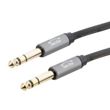 Imagem de Cabo De Áudio 50cm 6.35 Trs To 6.35 Trs, Cabos & Plugs Para Uso Em Áudio Profissional, Cobre Ofc,Preta