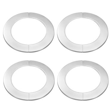 Imagem de HARFINGTON 4 peças flange dividida na parede 3,98" (101 mm) aço inoxidável redonda autoadesiva tampa de tubo flange dividida clipe colar de escudo para piso teto, banheiro, cozinha, vaso sanitário