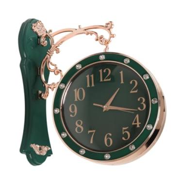 Imagem de Ｂｅｓｇａ Relógio de parede duplo lado silencioso presente silencioso cozinha alimentado por bateria relógio pendurado para quarto jardim aniversário, Verde