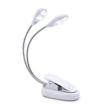 Imagem de TEECOO Luz de suporte de música, luzes de LED brancas com clipe, operadas por bateria USB e AAA, lâmpada de leitura na cama, 4 níveis de brilho, ideal para músico, piano, partituras, viagens (braço