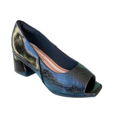 Imagem de Sapato Fem Piccadilly Peep Toe Verniz/Croco 715021-9-Feminino