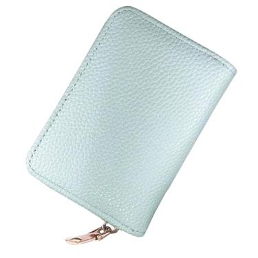 Imagem de Bolsa feminina para trocar, bolsa de cartão de banco de armazenamento com zíper, bolsa de armazenamento portátil pequena de 11 unidades, bolsa de cartão de crédito para troca de notas (azul claro com