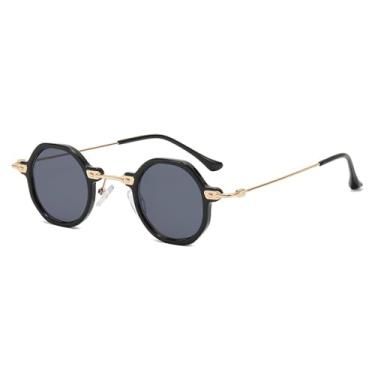 Imagem de Óculos de sol redondos pequenos retrô, óculos de sol com lentes transparentes de metal anti-luz azul para homens e mulheres, óculos de sol com lentes de metal UV400,3,BH01