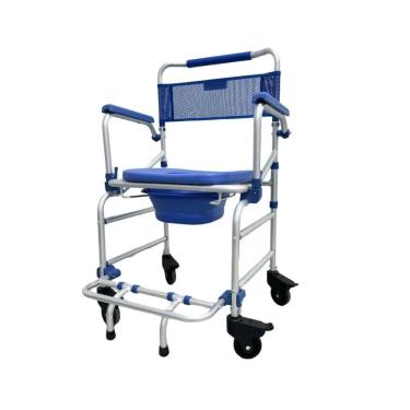 Imagem de Cadeira de Higienização e Banho Dellamed D55 Ultral Leve Dobrável 4 Em 1 Antiferrugem Até 135kg Apoio de Braço, Encosto e Assento Removíveis