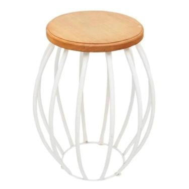 Imagem de Banco Barril Branco Madeira Ferro Rústico Peroba Rosa