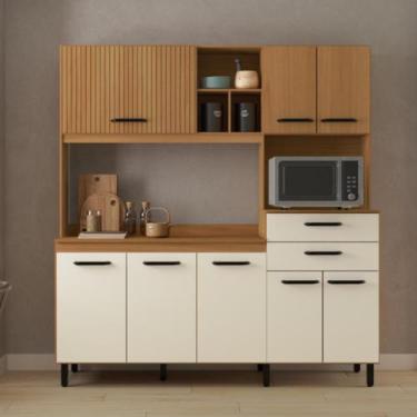 Imagem de Armário Cozinha Taina 8 Portas 2 Gavetas 2 Prateleiras Completo - CASA