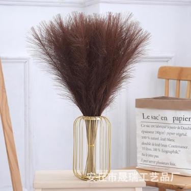 Imagem de kit 20 Flores artificiais de junco, rabo de cão e junco decorativo para arranjos florais(Castanho,Aproximadamente 53 cm)