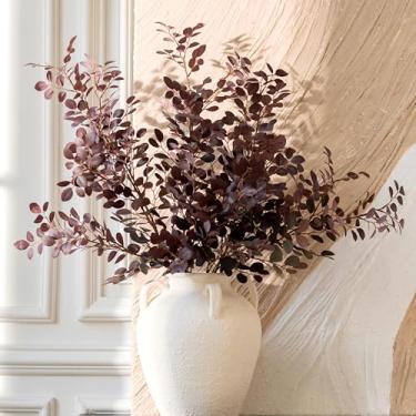 Imagem de Avoeco Ramos artificiais para vaso, 6 peças de caules falsos de plantas, spray de folhas, caules roxos falsos de Loropetalum, ramos de outono de ameixa Ramosa para decoração de casa e escritório
