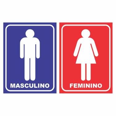 Imagem de Placa Banheiro Masculino E Feminino Wc Sanitário 20X15 Ps