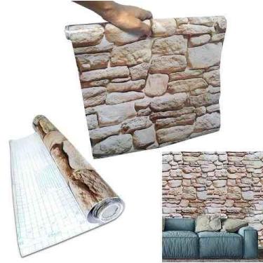 Imagem de Papel Parede Kit Com 10 Unid Adesivo Vinil Canjiquinha Pedra - Ideal