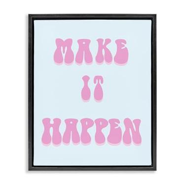 Imagem de Stupell Industries Make It Happen Determination Tela flutuante moldura preta design de arte de parede por Ashley Singleton, 21 x 17