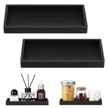 Imagem de Luxspire Bandeja de banheiro – 2 unidades (20 cm x 10 cm) saboneteira de silicone para bancada de cozinha, bandeja de balcão de banheiro para dispensador de sabonete, perfume, acessórios de joias