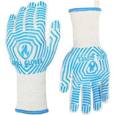 Imagem de Luvas para churrasco QUWIN Extreme Heat Resistant 800C Blue