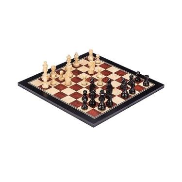 Imagem de Jogo de xadrez de madeira com bolsa de armazenamento, fácil de carregar, jogo de tabuleiro familiar clássico para crianças iniciantes e adultos