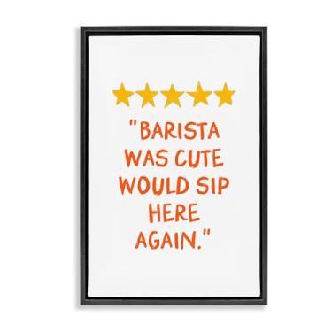 Imagem de Stupell Industries Cute Barista Rating Review Black Framed Floater Canvas Wall Art Design por JJ Design House LLC, 25 x 17