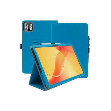Imagem de Capa para tablet PRITOM B8/PRITOM L8/VASOUN Tab8 de 8 polegadas, capa fólio de couro premium com alça de mão para tablet, azul claro.