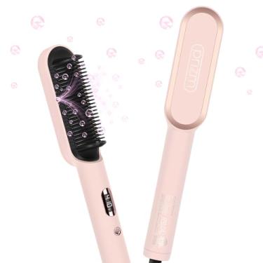 Imagem de Prizm Escova alisadora de cabelo, aquecimento rápido dos anos 20, escova de alisamento de íons negativos com menos frizz, 4 configurações de temperatura e tela de LED, design antiqueimadura, presente