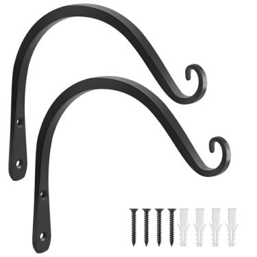 Imagem de Gtongoko Pacote com 2 cabides de plantas de 20 cm de metal ao ar livre, ganchos para parede interna, ganchos externos para pendurar comedouros de pássaros, suporte de plantas, lanternas, chinme de