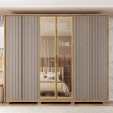 Imagem de Guarda Roupa Casal Laguno 6 Portas de Bater com 4 Gavetas Ripado MDP B