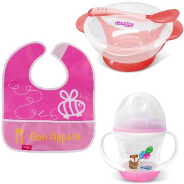 Imagem de Kit Treinamento Bebê Babador Copo e Tigela Comtac Kids 1392 - Comtac K