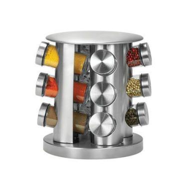 Imagem de Porta Temperos E Condimentos Giratório 12 Peças Inox E Vidro - Euro