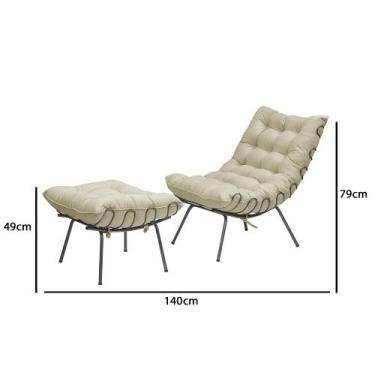 Imagem de Poltrona Com Puff Costela Aramada Adão King Lar Azul - Metal Móveis