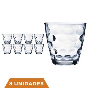 Imagem de Kit Com 8 Copos de Vidro Transparente 250ML Bangkok Redondo - WELLMIX,