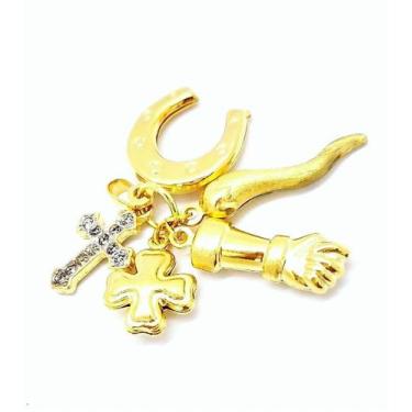 Imagem de Patuá Pingentes Banho Ouro 18k 4689 - Très Chic Joias, Dourado